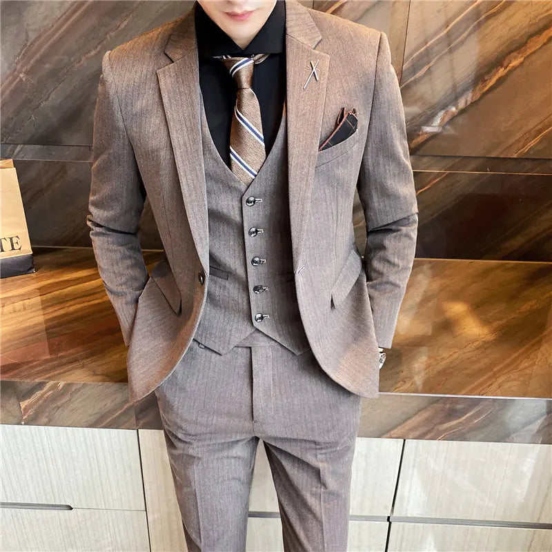 Men's Slim Fit Business Suit 3-Piece Set