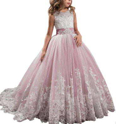 Girls' Lace Wedding Dress, Princess Gown for Kids