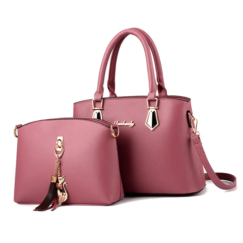 Fashionable Women's PU Handbag and Crossbody Purse Set