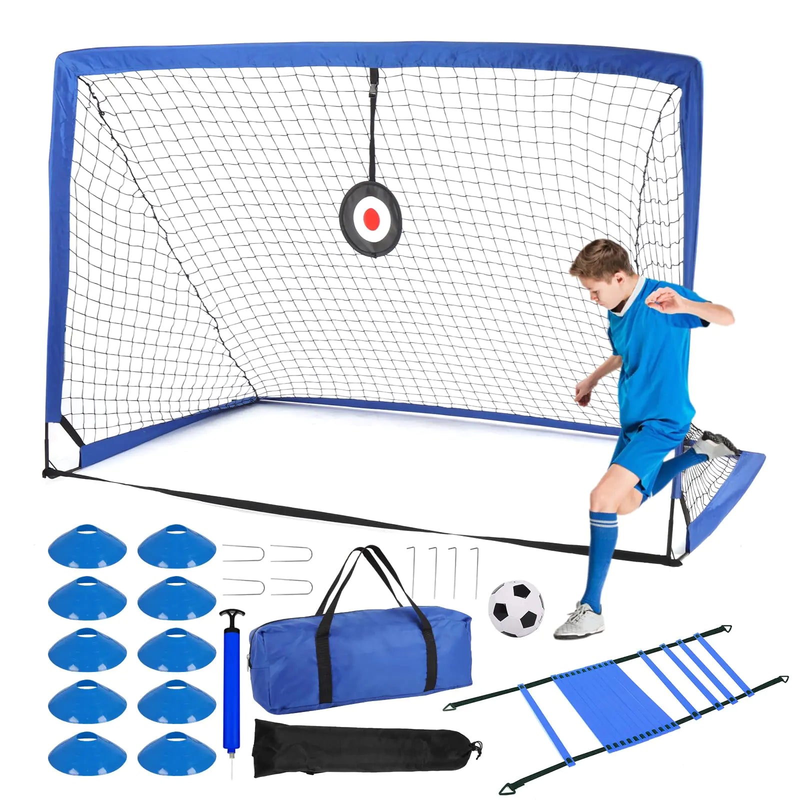 Arcomin Kids Soccer Goals for Backyard Set 6x4 ft Portable Pop Up Soccer Goal Training Equipment with Soccer Ball Ladder and Cones Soccer Nets for Kids Youth Toddler Outdoor Sports Games