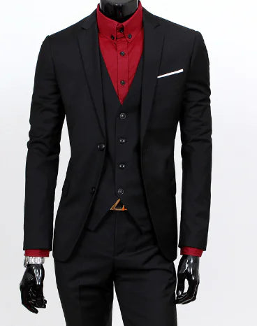 Men's Business Casual Suit - Slim Fit 3-Piece Set