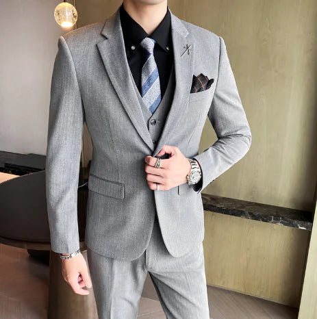 Men's Slim Fit Business Suit 3-Piece Set