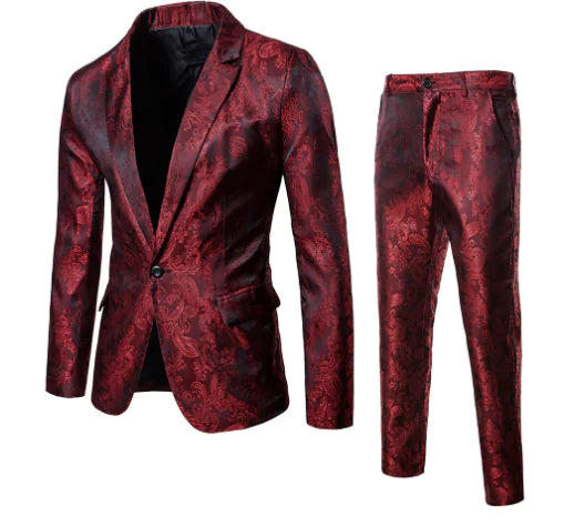 Jacquard Suit Set, Three-Piece Wedding Attire