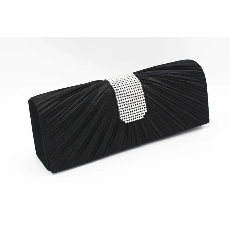 Black Satin Silk Evening Clutch Purse for Women