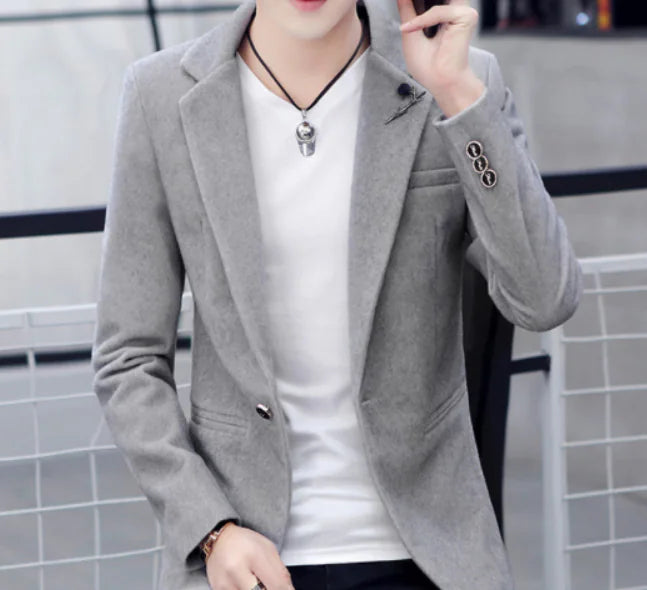 Men's Casual Fleece Blazer - Slim Fit Winter Jacket