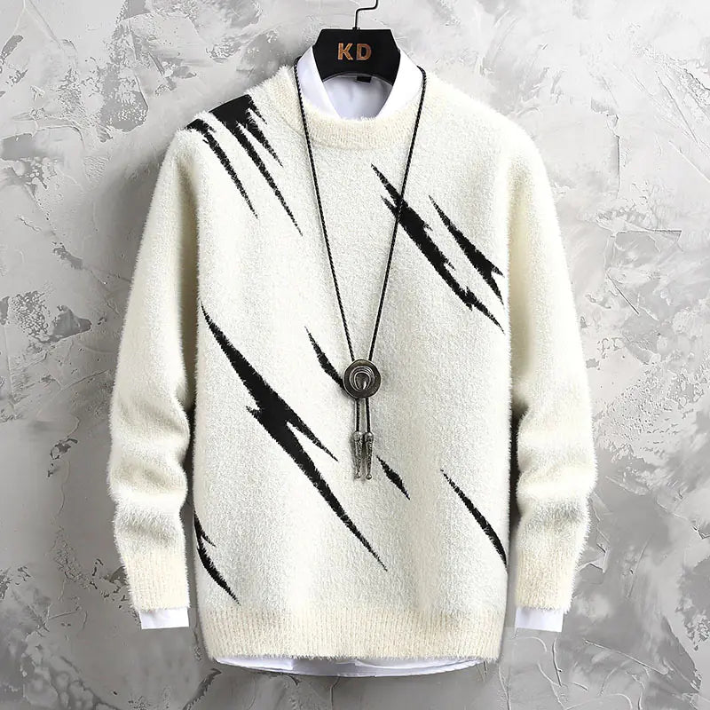 Personalized Jacquard Crew Neck Sweater for Men