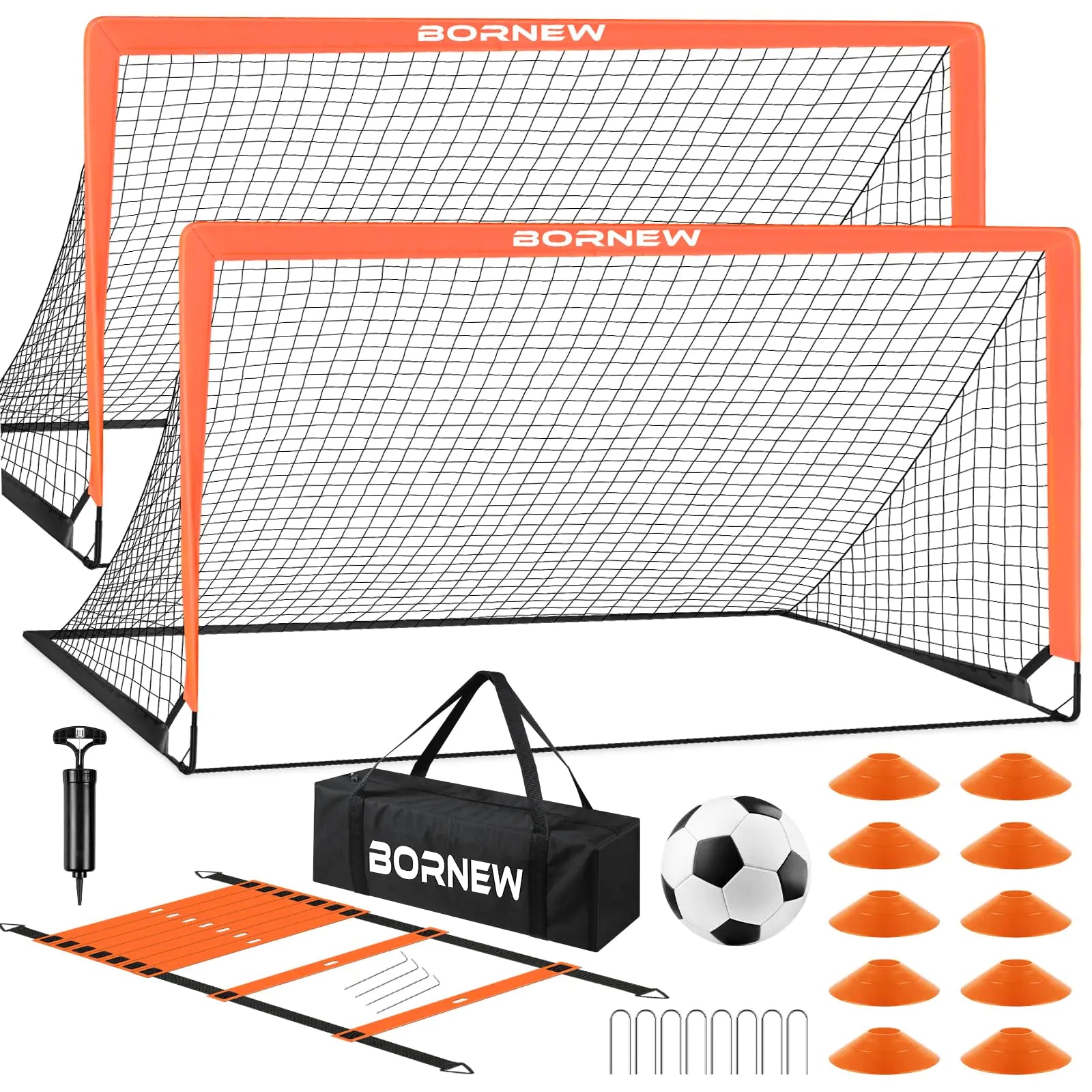 Kids Soccer Goal for Backyard Set - 2 Set of 6X4 FT Toddler Soccer Nets with 20ft Agility Ladder Soccer Ball Pop Up Portable Soccer Set for Kids and Youth Game and Training Goals