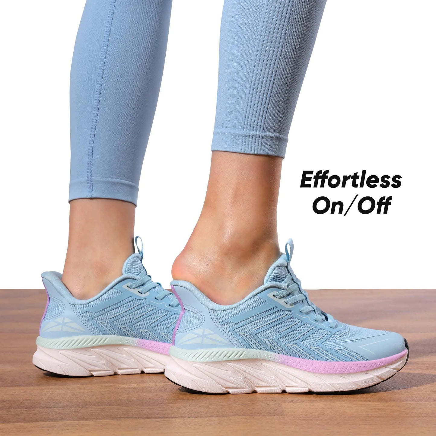 Women's Slip On Walking Shoes Running ActiveCushion Comfortable Tennis Breathable Non Slip Athletic Gym Workout Cross Training Sneakers 6 Light Blue