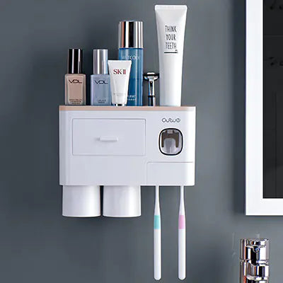 Magnetic Toothbrush Holder Set with Automatic Toothpaste Dispenser