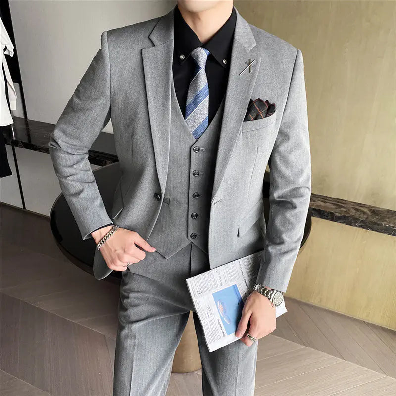 Men's Slim Fit Business Suit 3-Piece Set
