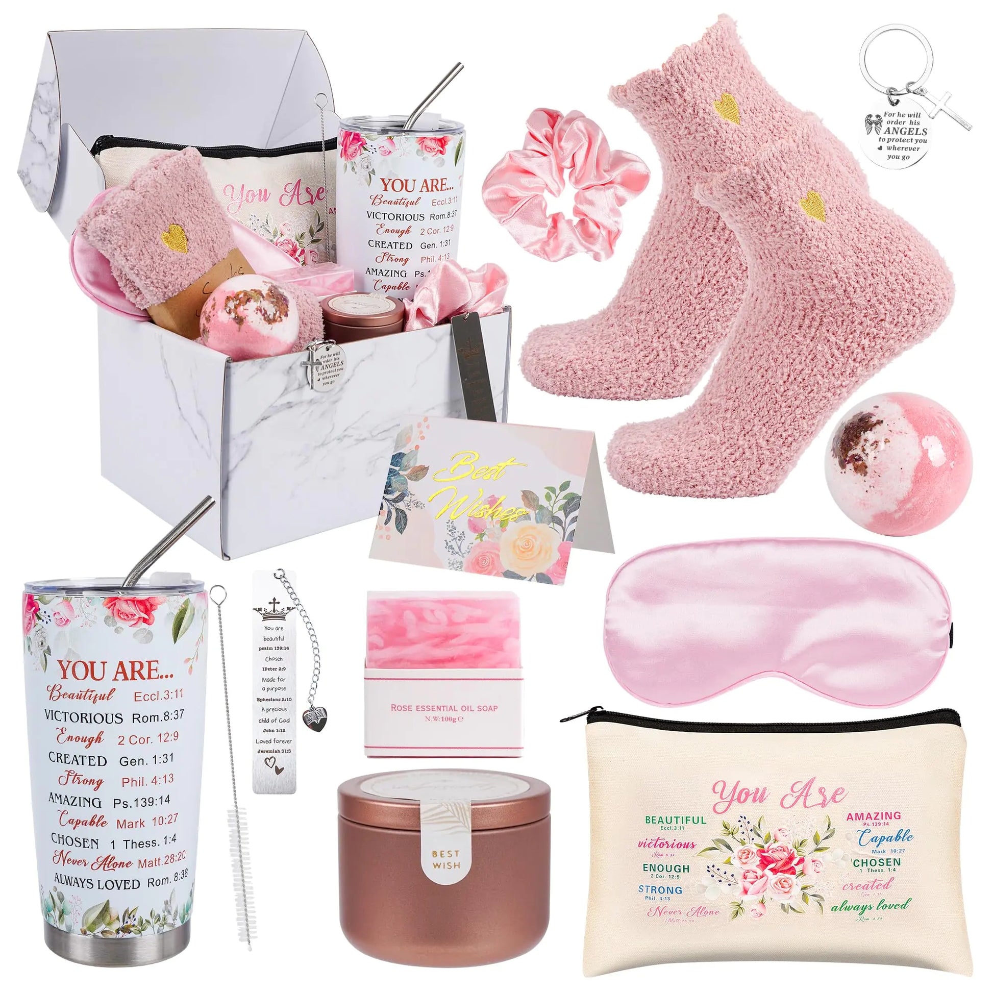 Kolewo4ever 12 Pieces Christian Gifts Christmas Gifts for Women Inspirational Gift Set for Women Spiritual Religious Catholic Gifts Basket for Women Friends Female Sister Mom (you are)