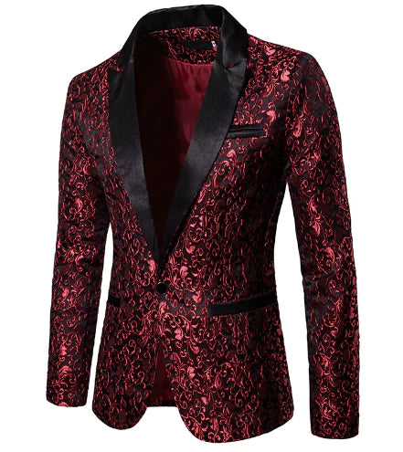 Men's Casual Formal Floral Suit Jacket