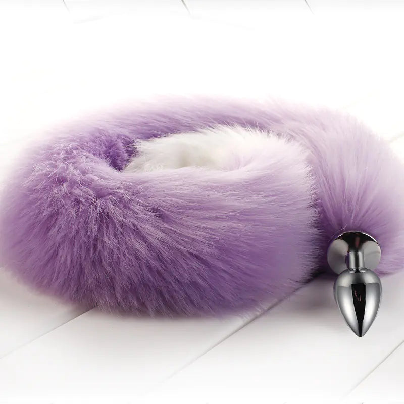 Metal Anal Plug with Fox Tail - Large Size for Couples