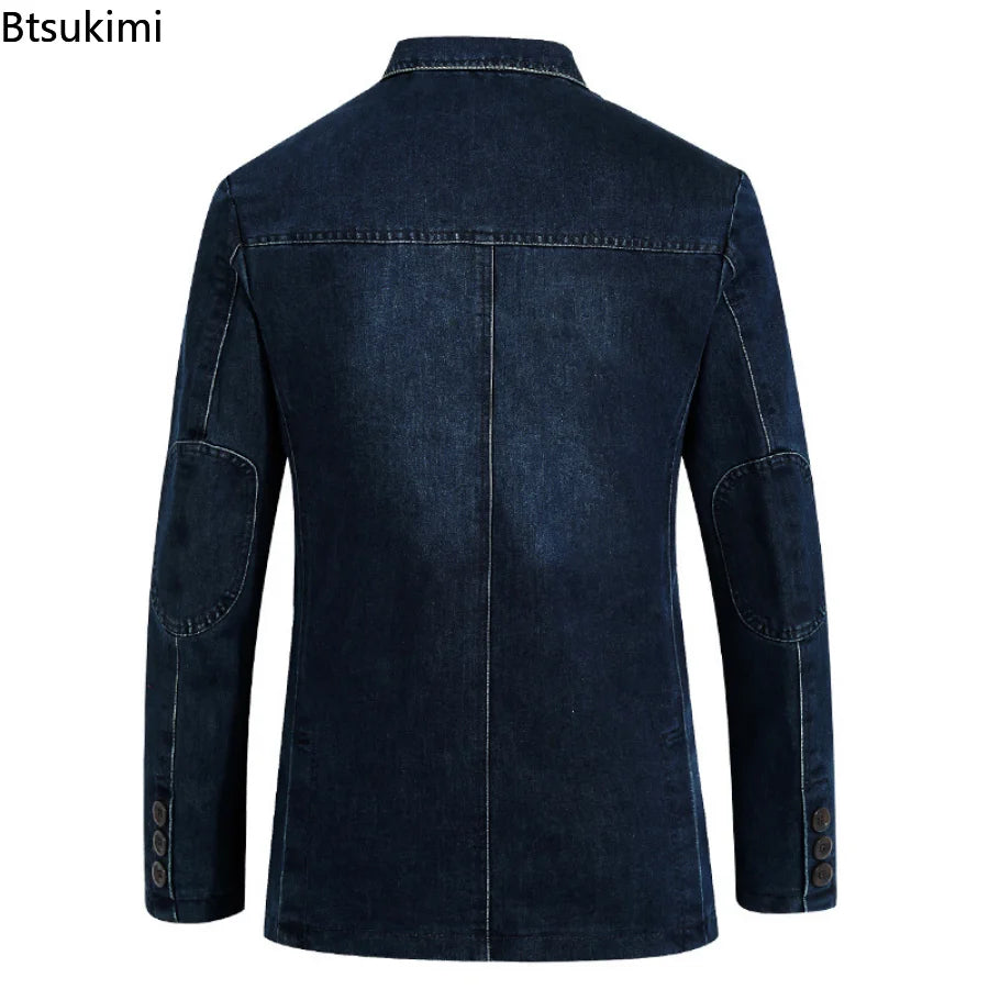 2024 Men's Slim Fit Denim Suit Jacket for Casual & Formal