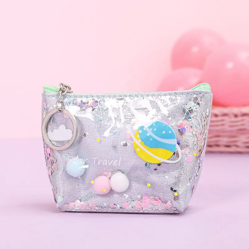 Makeup Bag with Glitter Coin Purse and Storage Pouch