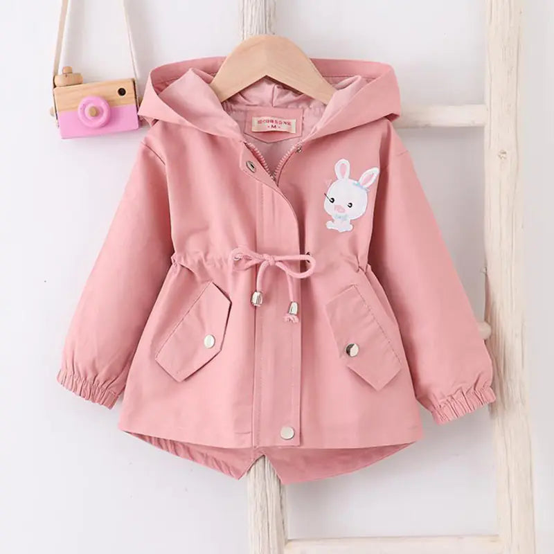 Cute Rabbit Hooded Windbreaker for Kids' Casual Wear