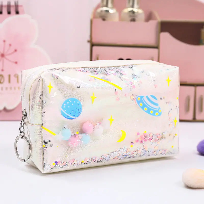 Makeup Bag with Glitter Coin Purse and Storage Pouch