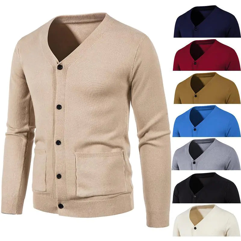 Casual Solid Color Sweater Jacket for Men