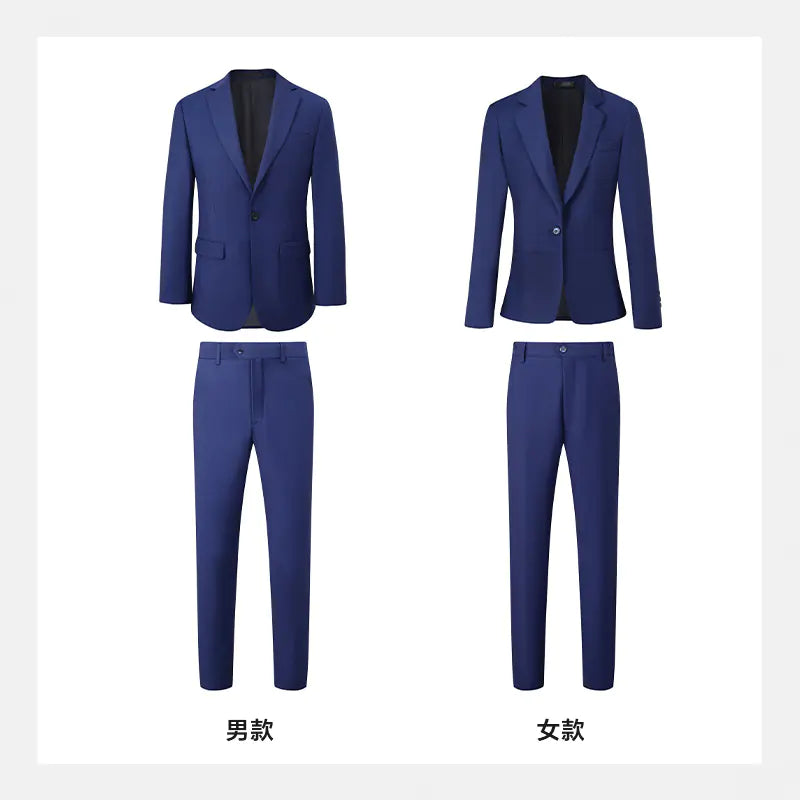 Blue Business Suit for Men and Women (Wedding Attire)