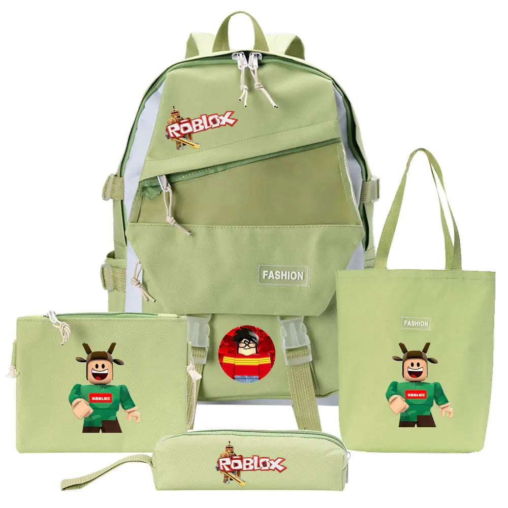 Four-Piece Canvas Backpack Set for Students