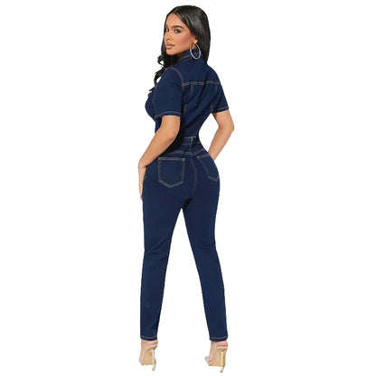 Women's Skinny Denim Jumpsuit