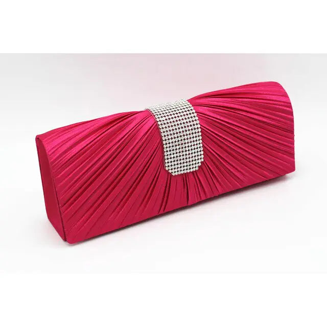 Black Satin Silk Evening Clutch Purse for Women