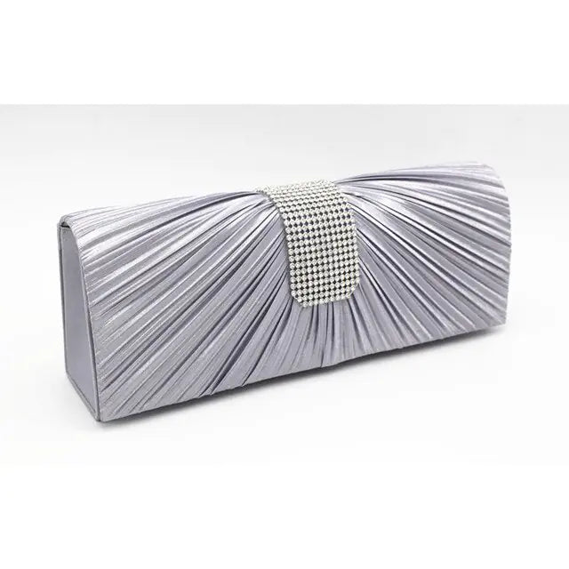 Black Satin Silk Evening Clutch Purse for Women