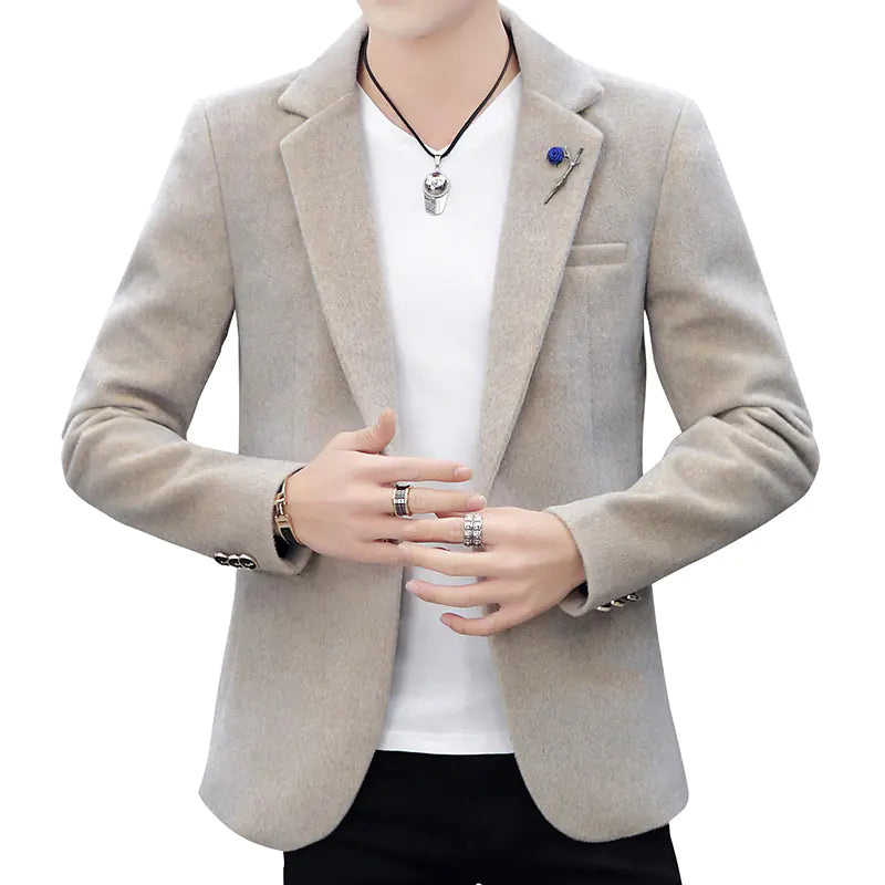Men's Casual Fleece Blazer - Slim Fit Winter Jacket
