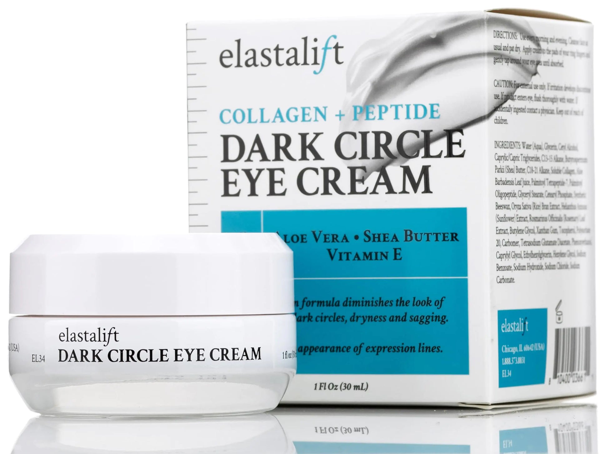 Elastalift Dark Circle Under Eye Treatment Cream | Brightening & Firming Collagen Cream W/Peptides + Vitamin E Moisturizer Eye Cream For Dark Circles & Puffy Eyes | Skin Care Face Cream 1 Fl Oz