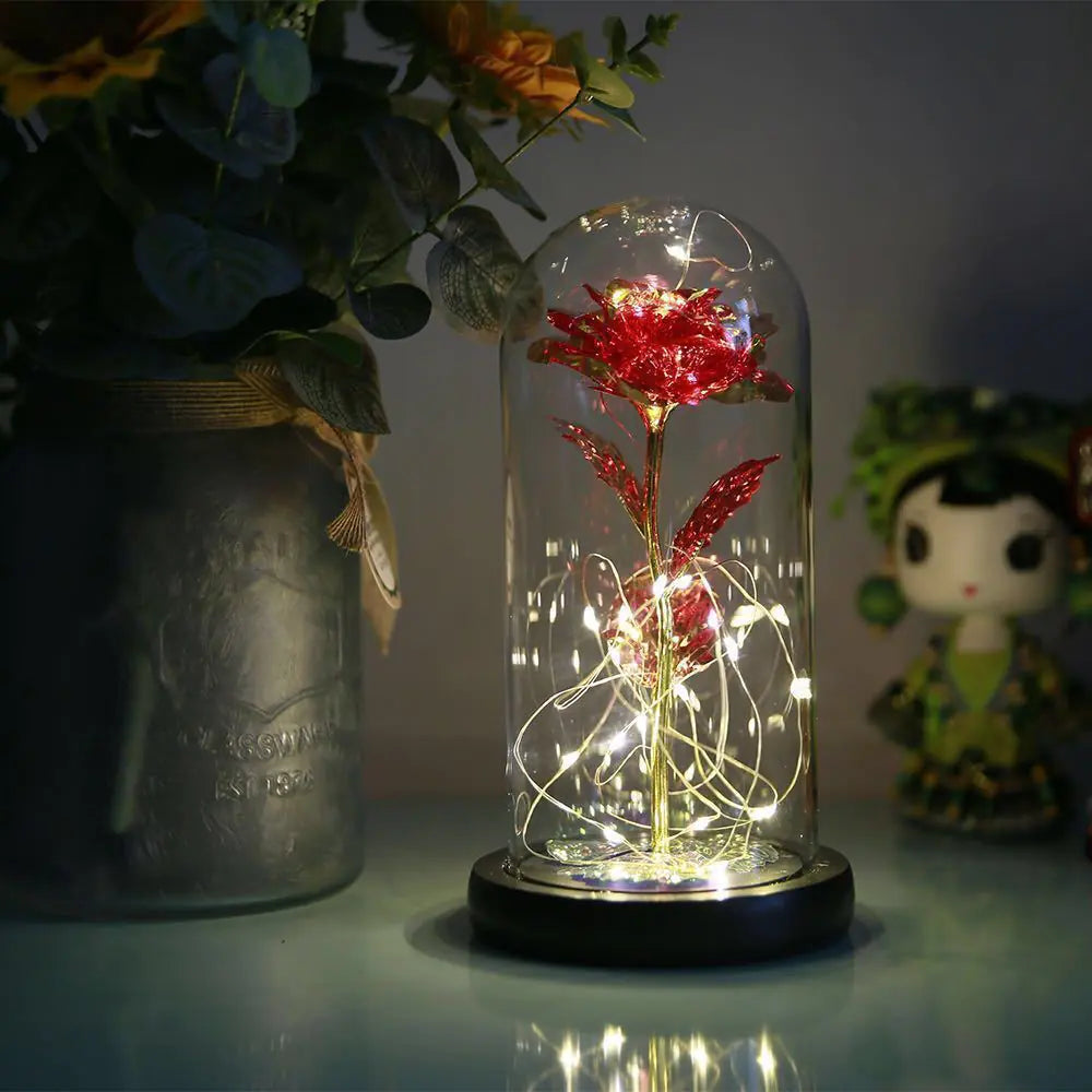 Eternal Flower Glass Cover with Battery - Valentine's Gift