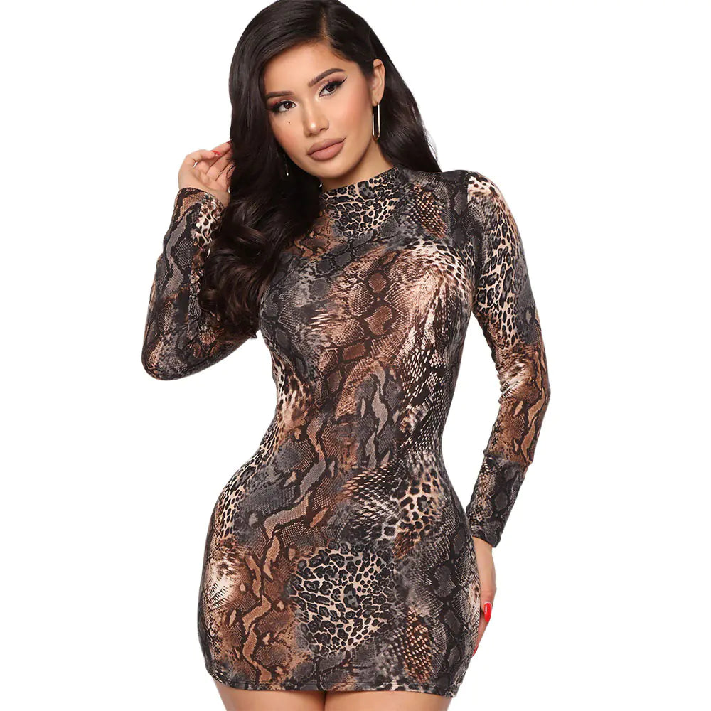 Long Sleeve Printed Sheath Dress