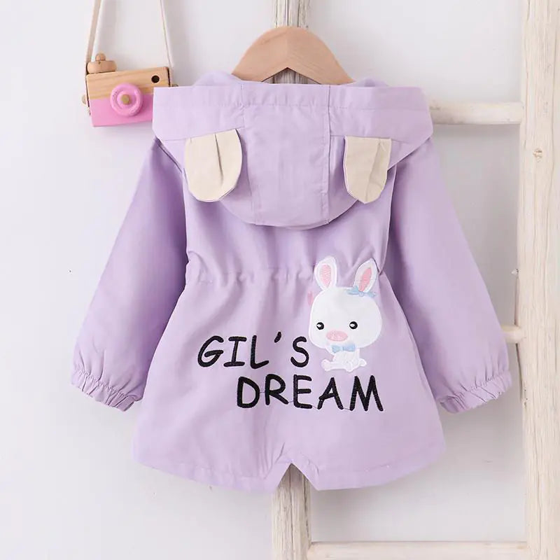 Cute Rabbit Hooded Windbreaker for Kids' Casual Wear