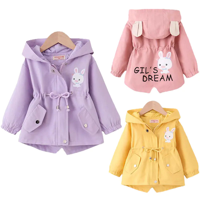 Cute Rabbit Hooded Windbreaker for Kids' Casual Wear