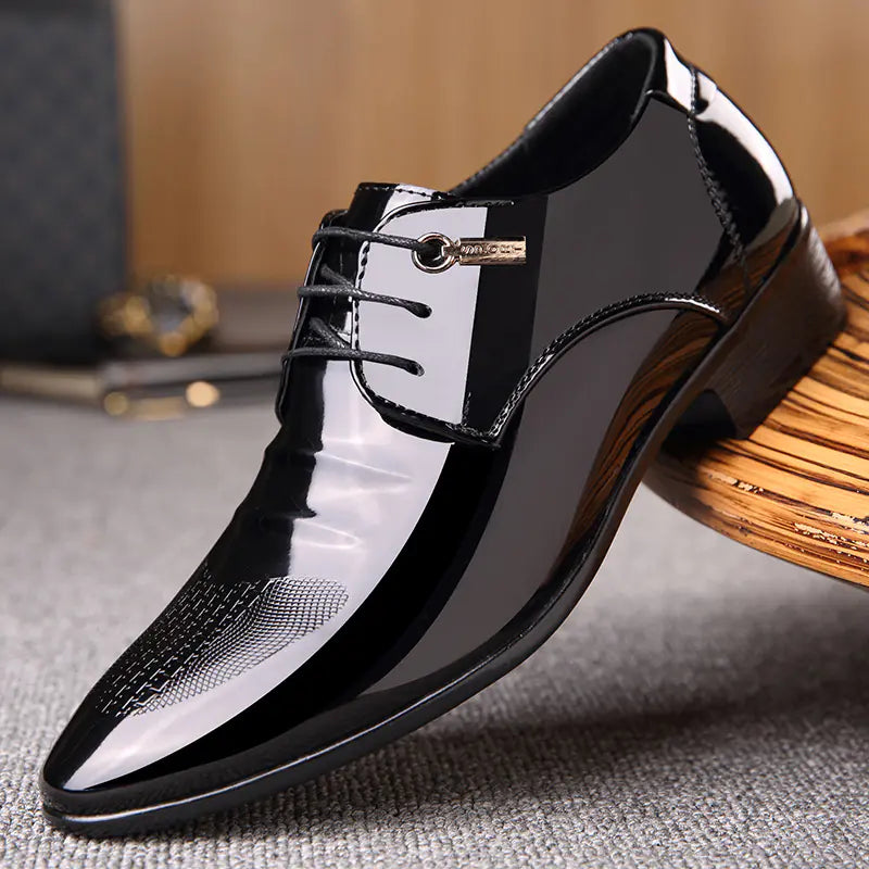 Men's Business Suits with Black Patent Leather Shoes