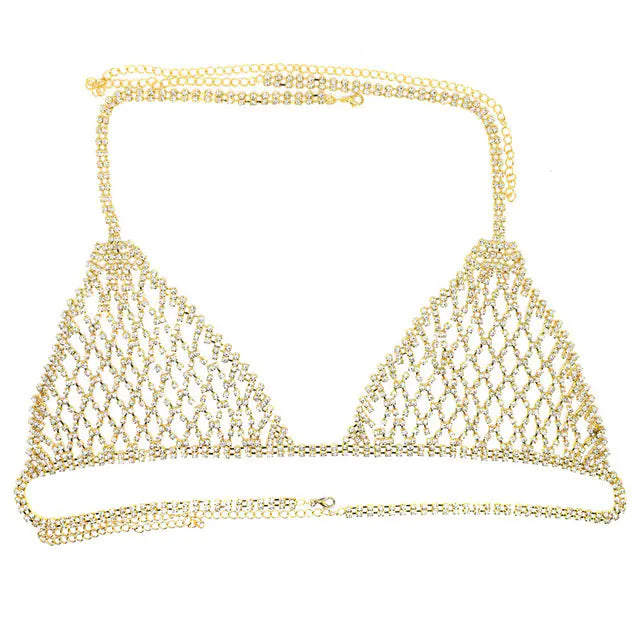 Exaggerated Rhinestone Body Chain for Nightclub Wear