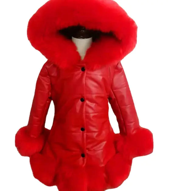 Girls Mid-Length Padded Winter Jacket