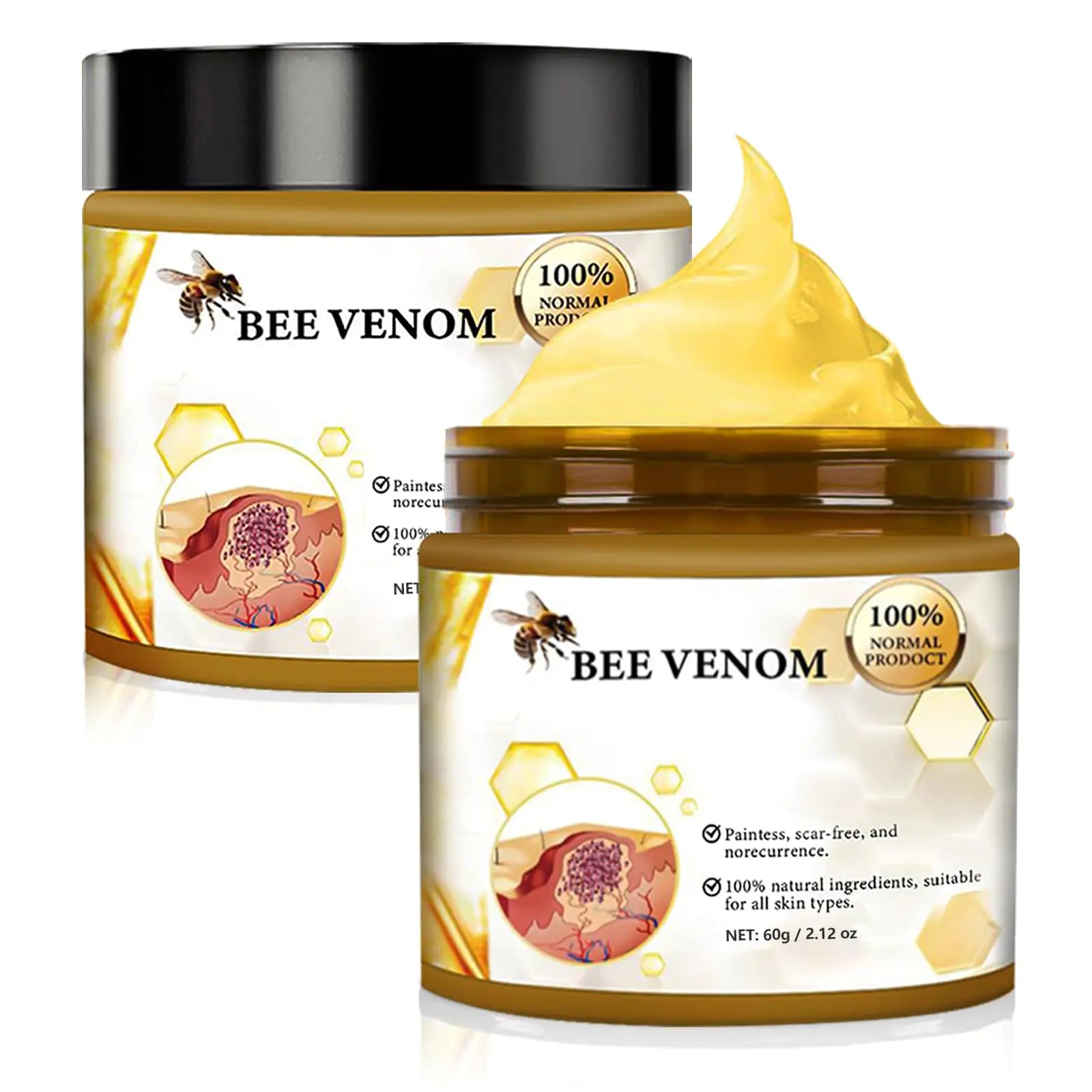 2PCS Bee Venom Cream Bee Venom Skin Treatment Cream for Women Bee Venom for All Skin Types