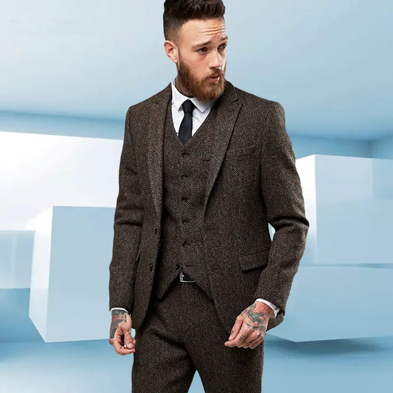 Men's Slim Fit 3-Piece Suit for Weddings and Events