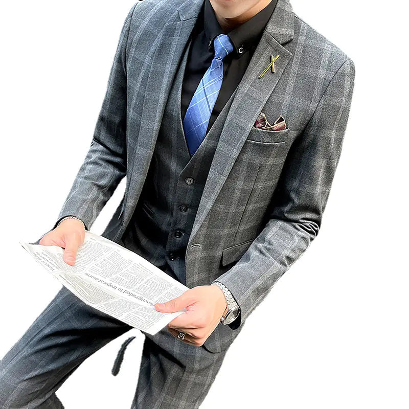 Men's Slim Fit Business Suit Set - Autumn New Style