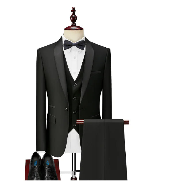 Men's Slim Fit Black Suit Jacket for Business and Weddings