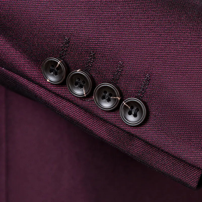 Men's Three-Piece Wedding Suit with Notch Lapel