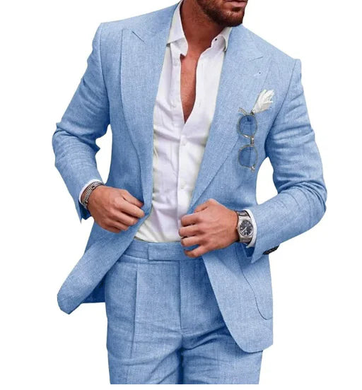 Norbert Men's Linen Suits - New Large Size Two-Piece Set