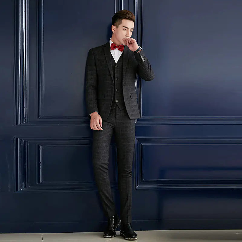 Men's Slim Fit British Style Suit Set for Weddings