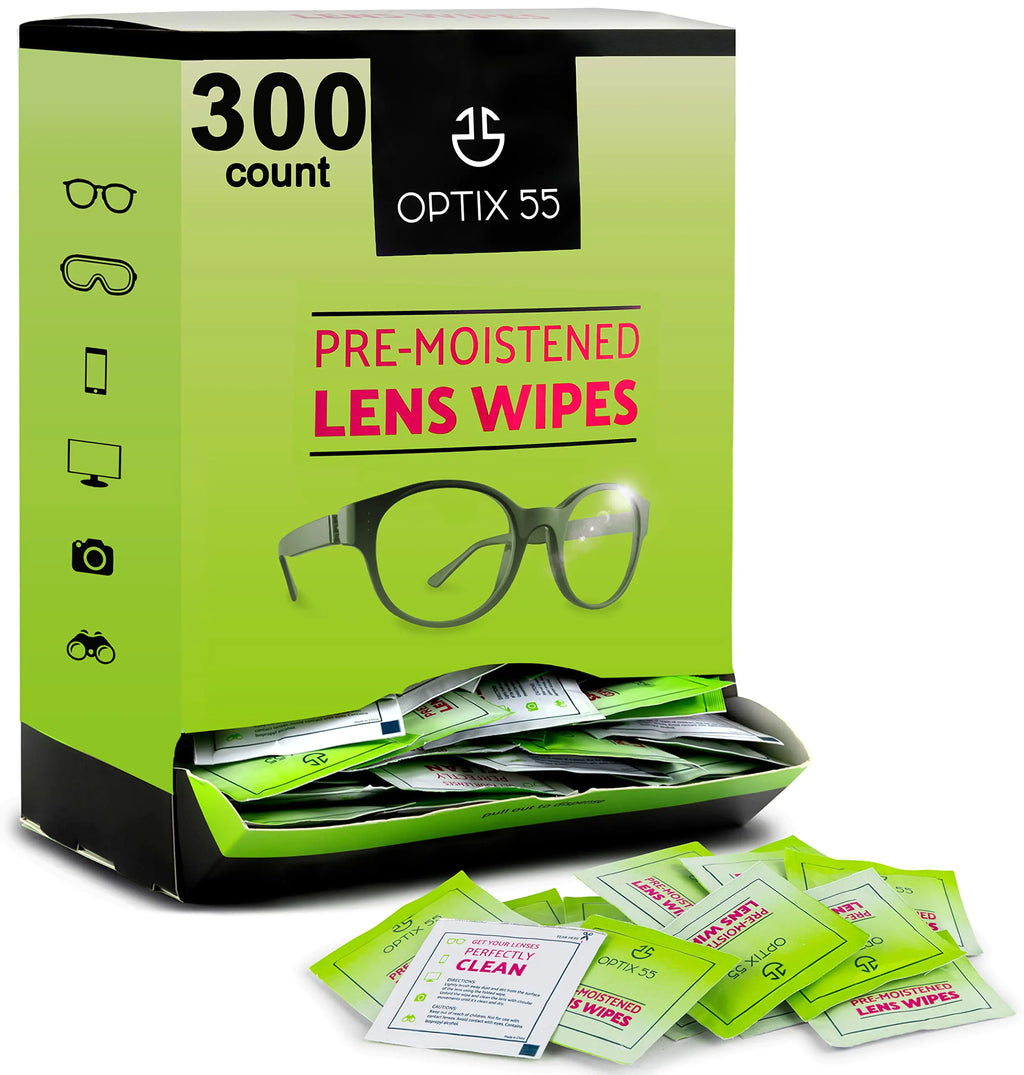 Eyeglass Cleaner Lens Wipes- 300 Pre-Moistened Individual Wrapped Eye Glasses Cleaning Wipes | Glasses Cleaner Safely Cleans Glasses Sunglasses Phone Screen Electronics & Camera Lense| Streak-Free
