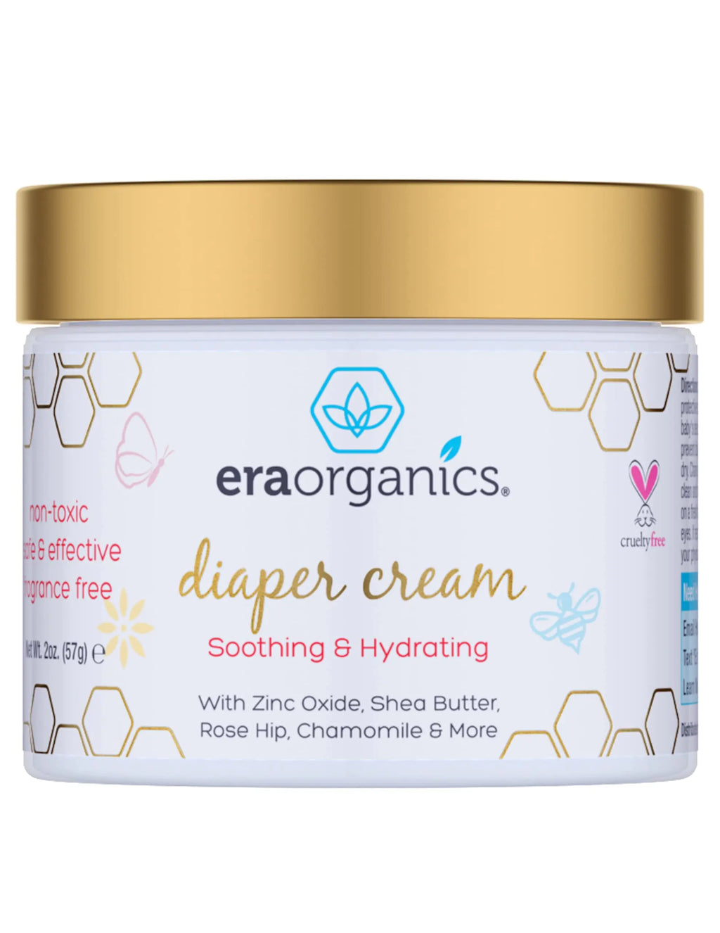 Era Organics Diaper Rash Cream For Baby - Extra Soothing and Moisturizing Baby Diaper Cream with Organic Aloe Vera Chamomile Calendula and More - Gentle Baby Rash Cream - Calming Zinc Oxide Cream
