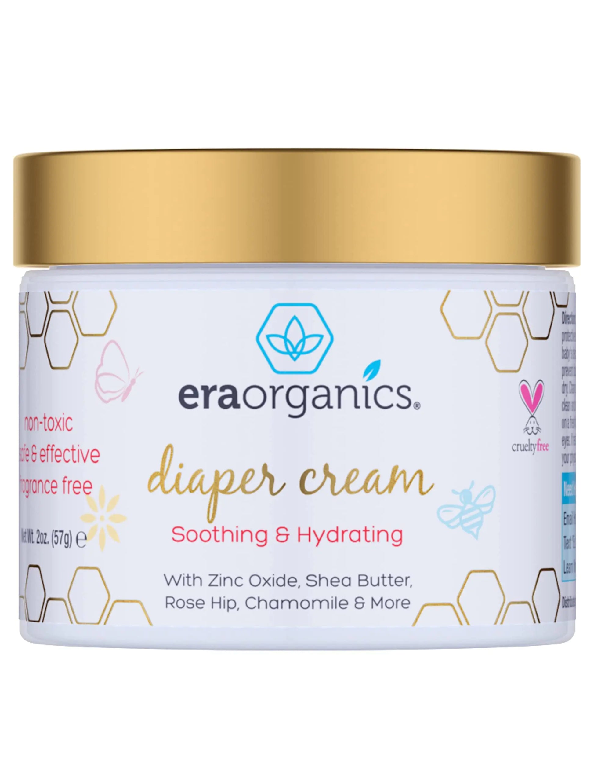Era Organics Diaper Rash Cream For Baby - Extra Soothing and Moisturizing Baby Diaper Cream with Organic Aloe Vera Chamomile Calendula and More - Gentle Baby Rash Cream - Calming Zinc Oxide Cream