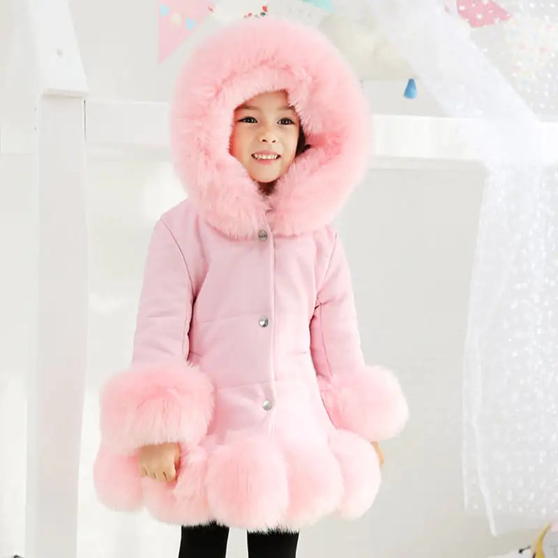 Girls Mid-Length Padded Winter Jacket