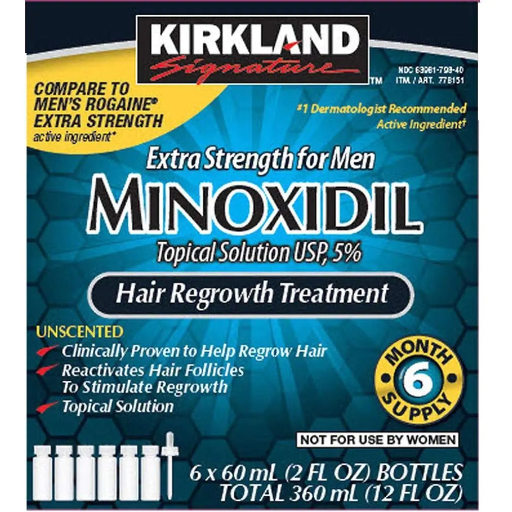 6 Months Kirkland Minoxidil 5% Extra Strength Hair Loss Regrowth Treatment Men 12 Fl Oz (Pack of 6)