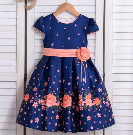 Bowknot Puff Sleeve Printed Princess Dress for Kids