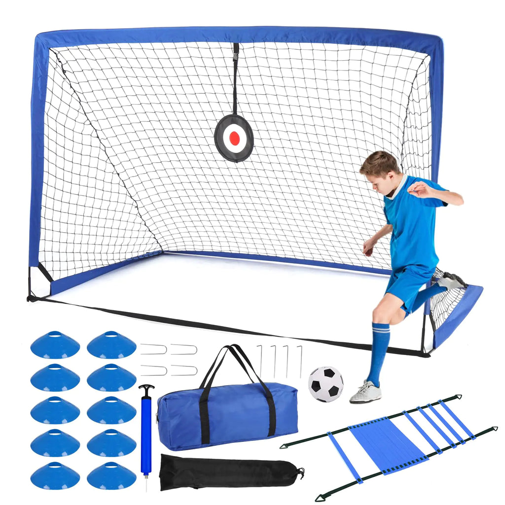 Arcomin Kids Soccer Goals for Backyard Set 6x4 ft Portable Pop Up Soccer Goal Training Equipment with Soccer Ball Ladder and Cones Soccer Nets for Kids Youth Toddler Outdoor Sports Games